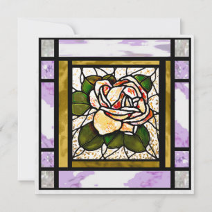 Goud Roos Art Deco Lila Glas in lood Kaart