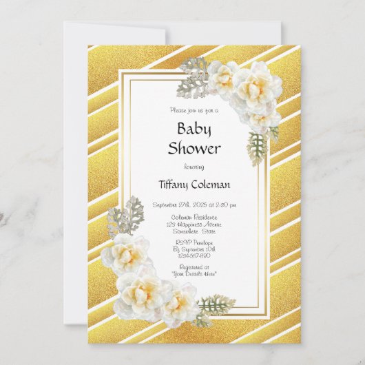 Goud Roos Baby shower Kaart (Voorkant)