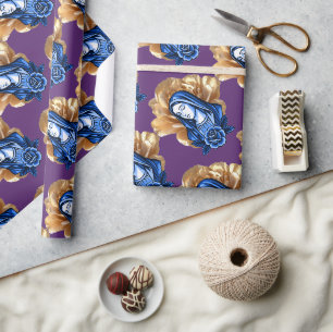 Goud Roos Blauw Moeder Maria Rijk Diep Pruim Geloo Cadeaupapier