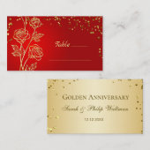Goud Roos Confetti Place Card Plaatskaartje (Voorkant / Achterkant)