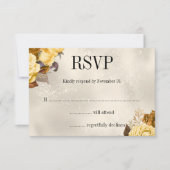  Goud Roos Damask Bruiloft RSVP (Voorkant)
