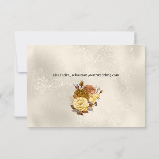  Goud Roos Damask Bruiloft RSVP (Achterkant)