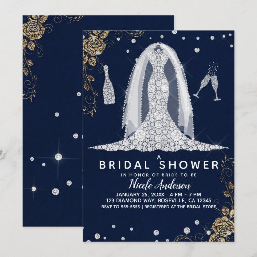 Goud Roos Diamond Trouwjurk Vrijgezellenfeest Blau Kaart (Voorkant / Achterkant)