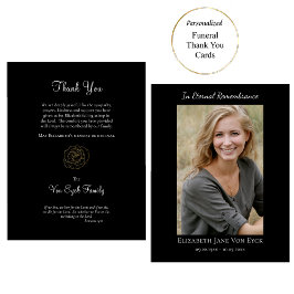 Goud Roos Elegant Foto Orthodox Memorial Bedankkaart