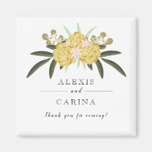 Goud Roos en botanische bladeren Magnet