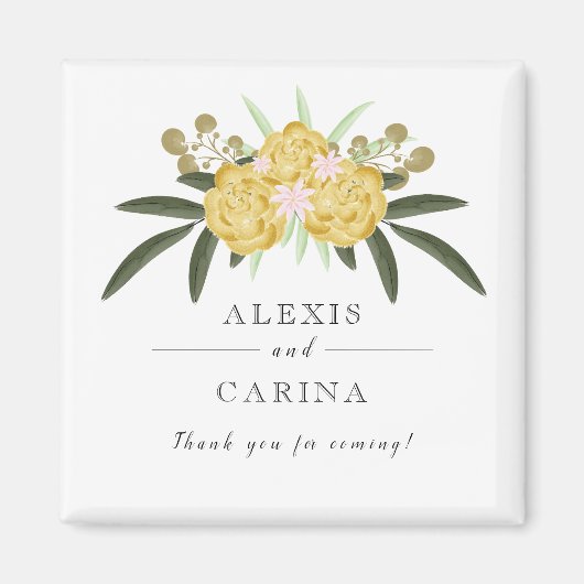 Goud Roos en botanische bladeren Magnet (Voorkant)