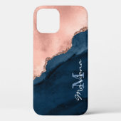 Goud Roos en marineblauw - Agate Waterverf - Case-Mate iPhone Case (Achterkant)