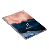 Goud Roos en marineblauw - Agate Waterverf - Notitieboek (Rechterzijde)