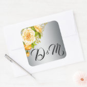 Goud Roos en zilverweddenschap Vierkante Sticker (Envelop)