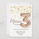 Goud Roos Folie Balloon Confetti Verjaardag Kaart (Voorkant)