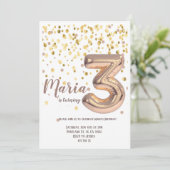 Goud Roos Folie Balloon Confetti Verjaardag Kaart (Staand voorkant)