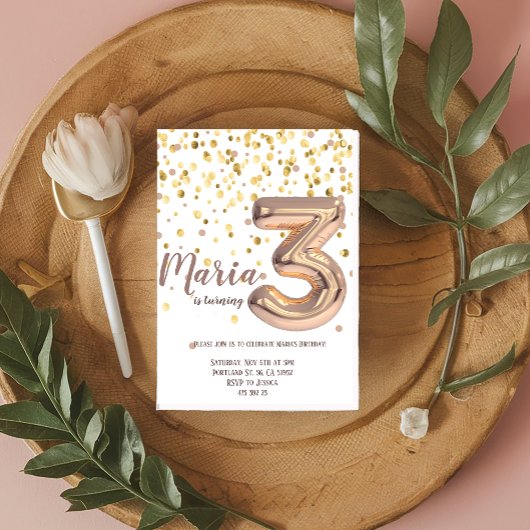 Goud Roos Folie Balloon Confetti Verjaardag Kaart