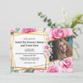 Goud roos geometrische foto zomer kaart (Staand voorkant)