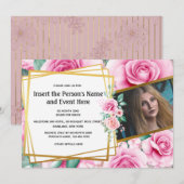 Goud roos geometrische foto zomer kaart (Voorkant / Achterkant)