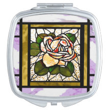Goud Roos Glas in lood Art Deco Compact Mirror