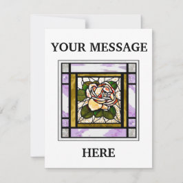 Goud Roos Glas in lood Art Deco Gepersonaliseerd Notitiekaartje