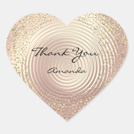 Goud Roos Glitter Beauty Naam Glas Hart Dank Hart Sticker