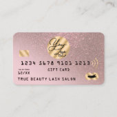 Goud Roos Glitter Credit Lashes Cadeaubon Visitekaartje (Voorkant)