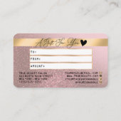 Goud Roos Glitter Credit Lashes Cadeaubon Visitekaartje (Achterkant)