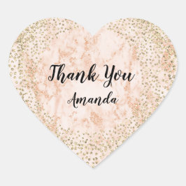 Goud Roos Glitter Girly Blush Lux Hart Dank u Sticker