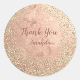 Goud Roos Glitter Skinny Blush Lux Naam Dank u Ronde Sticker