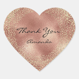 Goud Roos Glitter Skinny Naam Glas Hart Dank Hart Sticker