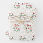 Goud | Roos Gold | Silver Glitter Merry Kerstry Inpakpapier Vel (In situ)