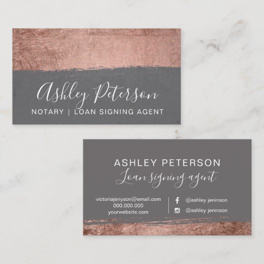 Goud roos goudpenseelpenseelstreek met notarischro visitekaartje (Voorkant / Achterkant)