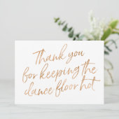 Goud Roos Hand Lettered "Thank you" DJ, Muzikant Bedankkaart (Staand voorkant)