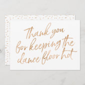 Goud Roos Hand Lettered "Thank you" DJ, Muzikant Bedankkaart (Voorkant / Achterkant)