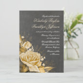 Goud Roos  Krijtbord Bloemen Fall Wedding Kaart (Staand voorkant)