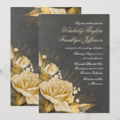 Goud Roos  Krijtbord Bloemen Fall Wedding Kaart (Voorkant / Achterkant)