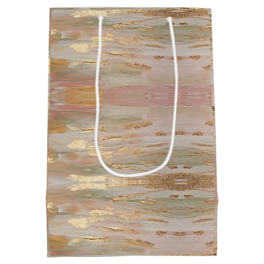 Goud, Roos, Linnen tinten Gift Bag Medium Cadeauzakje (Achterkant)