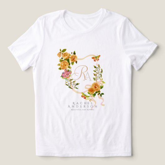 Goud Roos lint chique monogram Tri-Blend Shirt (Design voorkant)