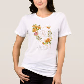 Goud Roos lint chique monogram Tri-Blend Shirt (Voorkant)