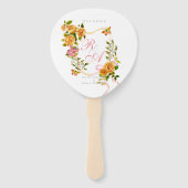 Goud Roos lint Monogram bruiloft Handwaaier (Voorkant)