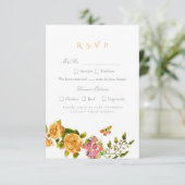 Goud Roos lint Monogram bruiloft RSVP Kaartje (Staand voorkant)