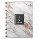 Goud Roos Marmer Monogram Notitieboek (Voorkant)