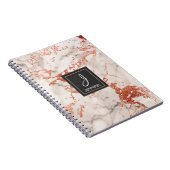 Goud Roos Marmer Monogram Notitieboek (Rechterzijde)
