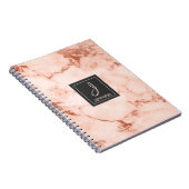 Goud Roos Marmer Monogram Notitieboek (Rechterzijde)