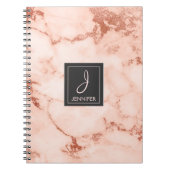 Goud Roos Marmer Monogram Notitieboek (Voorkant)