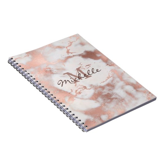 Goud Roos marmer - sneeuweffect - legant Notitieboek (Rechterzijde)