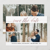 Goud roos meerdere foto's opslaan op datum save the date (Voorkant / Achterkant)