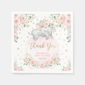 Goud Roos met zoete Blush Elephant Baby shower Fav Servet (Voorkant)