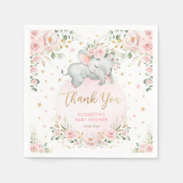 Goud Roos met zoete Blush Elephant Baby shower Fav Servet