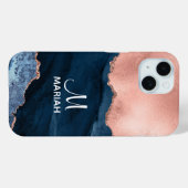 Goud Roos Navy Blue Trendy Abstract Case-Mate iPhone Case (Achterkant (horizontaal))