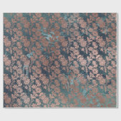 Goud Roos Royal Chic Blauwgroen Blush Metallic Flo Cadeaupapier (Vlak)