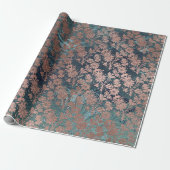 Goud Roos Royal Chic Blauwgroen Blush Metallic Flo Cadeaupapier (Uitgerold)