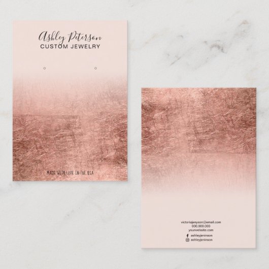 Goud roos-sierjuwelen, wit visitekaartje (Voorkant / Achterkant)