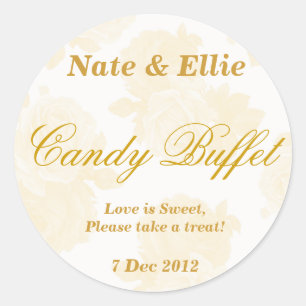 Goud Roos Snoep Buffet Sticker